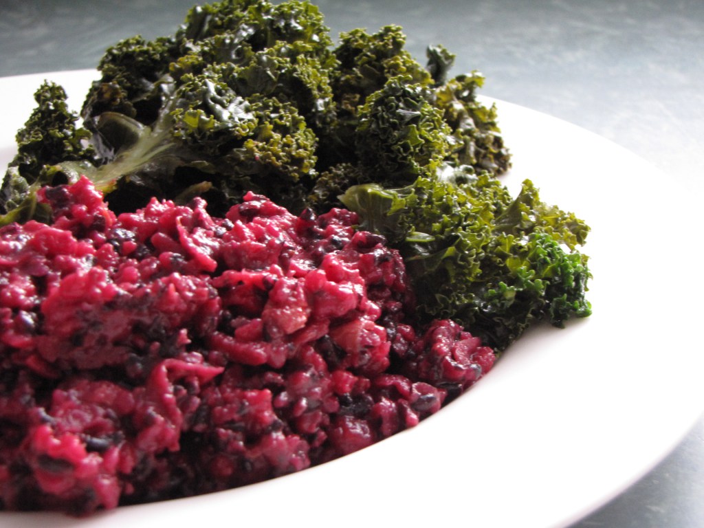 forbidden black rice and beet risotto